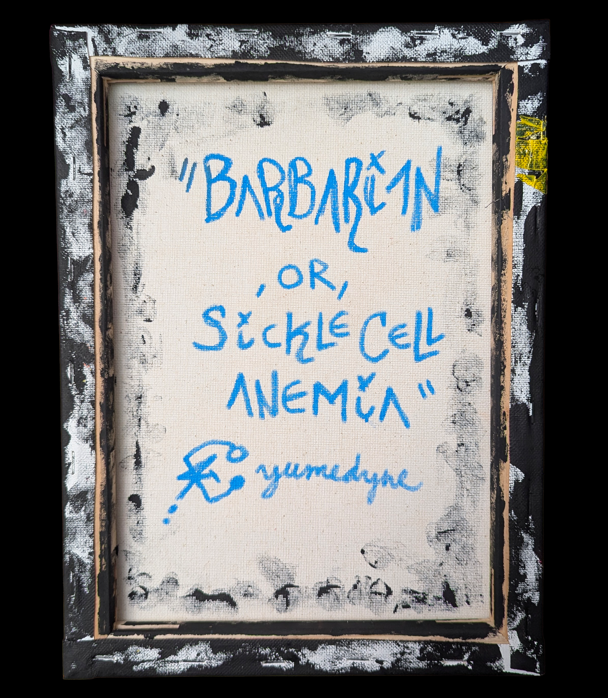 Original 11x14 acrylic & oil painting by yumedyne. BARBARIAN explores brutality, illness & survival through bold symbolism and glitter finish.