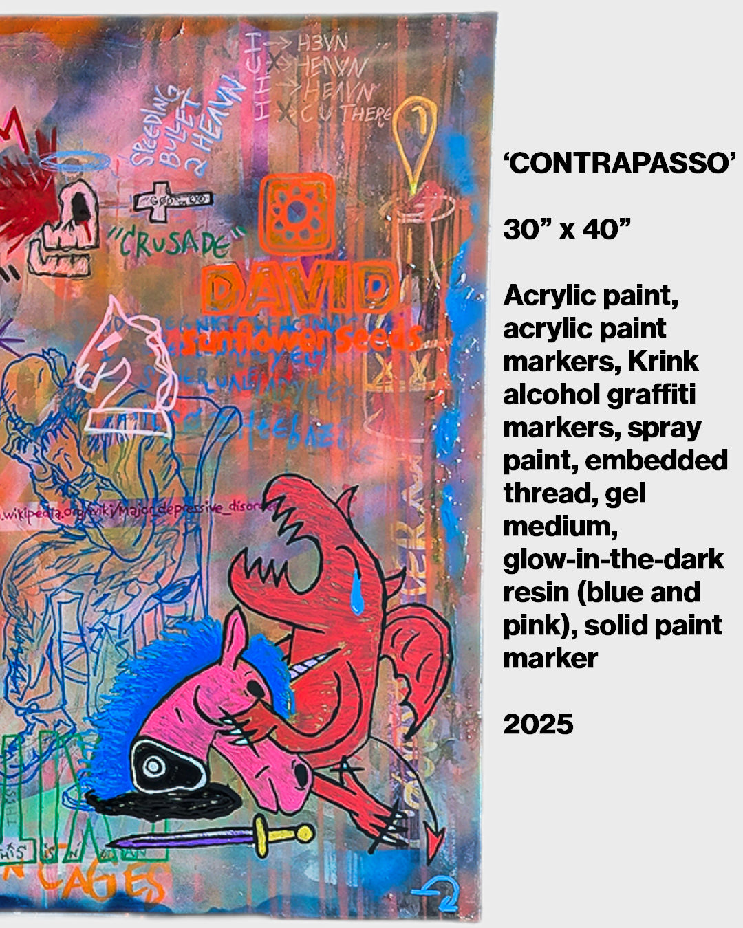 CONTRAPASSO - 30" x 40" Double-Sided Glow-in-the-Dark Painting