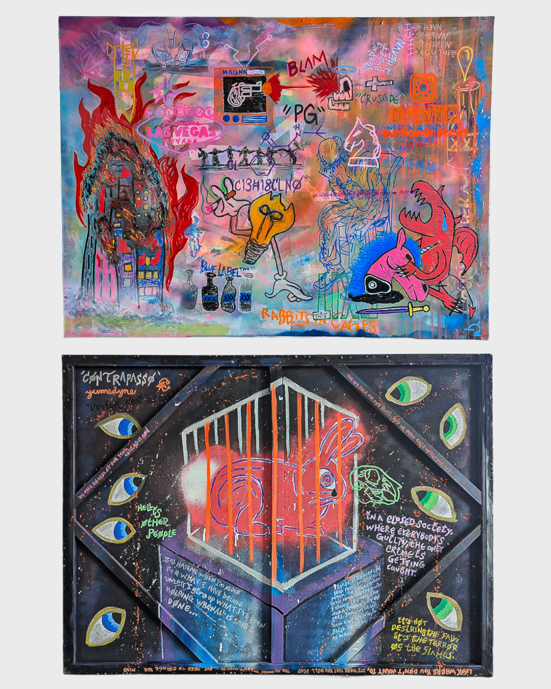CONTRAPASSO - 30" x 40" Double-Sided Glow-in-the-Dark Painting